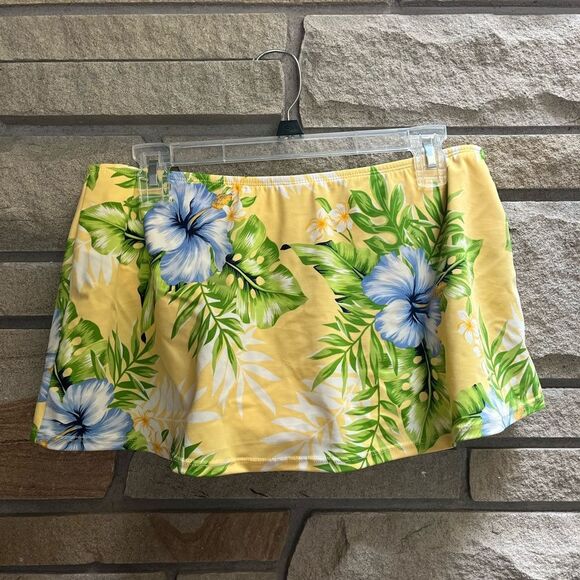 Vintage Jantzen Skirted Swimsuit Bottom Butter Yellow Tropical Floral 14 - Picture 1 of 6